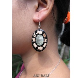 resin seashells earrings organic handmade bali 